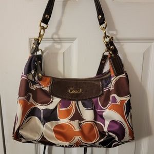 Coach Ashley Hand Drawn Scarf Print Hobo Shoulder Bag